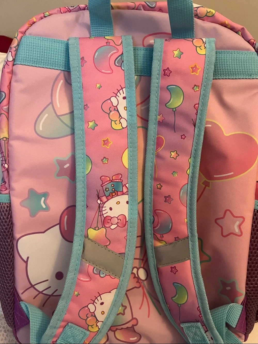 Hello Kitty Pink Purple Glitter Kids Backpack with Pastel Stars